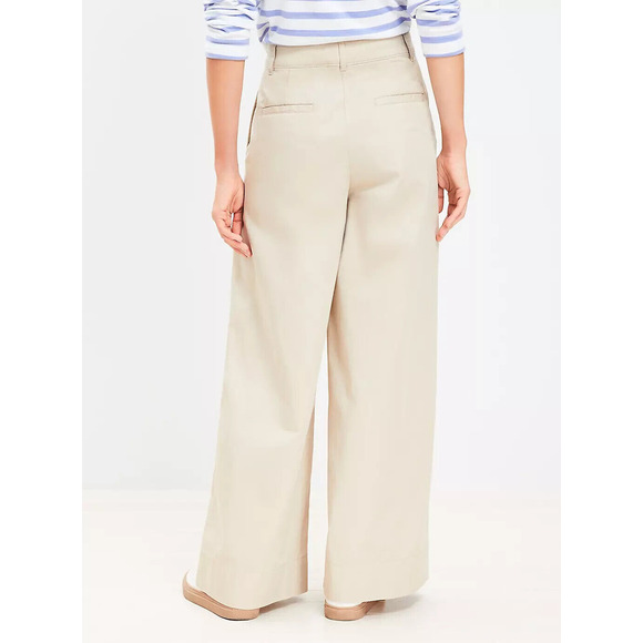 NWT LOFT 2024 Poplin Super Wide Leg Pants Toasted Beige Tan Khaki Womens Size 14 - Picture 6 of 11